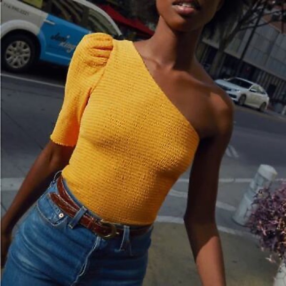 Nation LTD Tops - Nation LTD orange one shoulder top